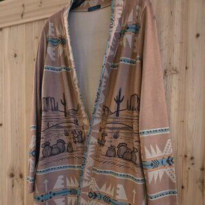 Cowgirl cognac & turquoise sweater